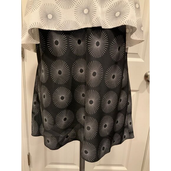 Diane Von Furstenberg Black & White 100% Silk Sunburst Pattern Tank Top, Size L - Picture 3 of 7